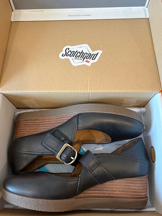 Dansko Shoes - Dansko Sandy Wedge Mary Janes – Black Waterproof Leather